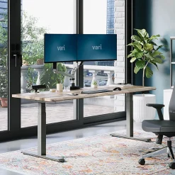 VARI Electric Standing Desk With ComfortEdge, 72"W, Reclaimed Wood
