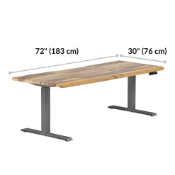 VARI Electric Standing Desk With ComfortEdge, 72"W, Reclaimed Wood