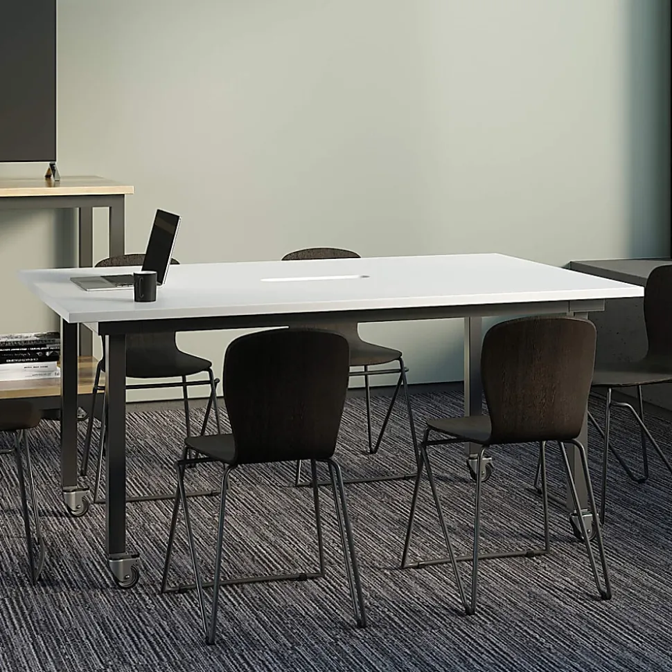 VARI Rectangular Conference Table, 30-1/2"H x 72"W x 42"D, White/Slate