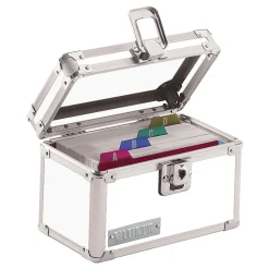 Vaultz® Locking Index Card Box, 3" x 5", Assorted Crocodile Colors (No Color Choice)