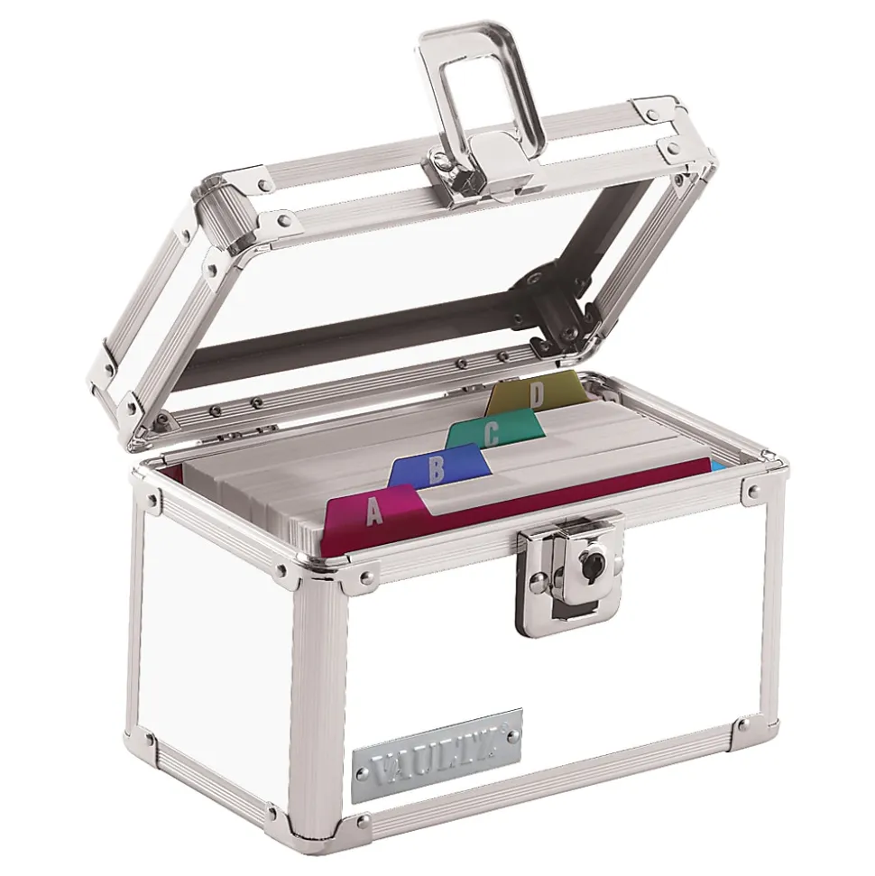Vaultz® Locking Index Card Box, 3" x 5", Assorted Crocodile Colors (No Color Choice)