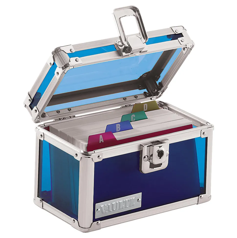 Vaultz® Locking Index Card Box, 3" x 5", Assorted Crocodile Colors (No Color Choice)