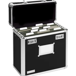 Vaultz® Locking Storage File Tote, Letter Size, 12 1/4" x 13 3/4" x 7 1/4", Black