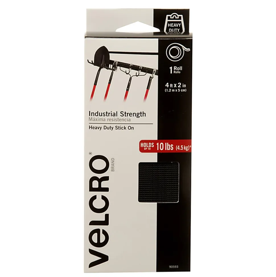 VELCRO® Brand Industrial Strength Self Stick Tape, 2" x 4', Black, Total Qty 1