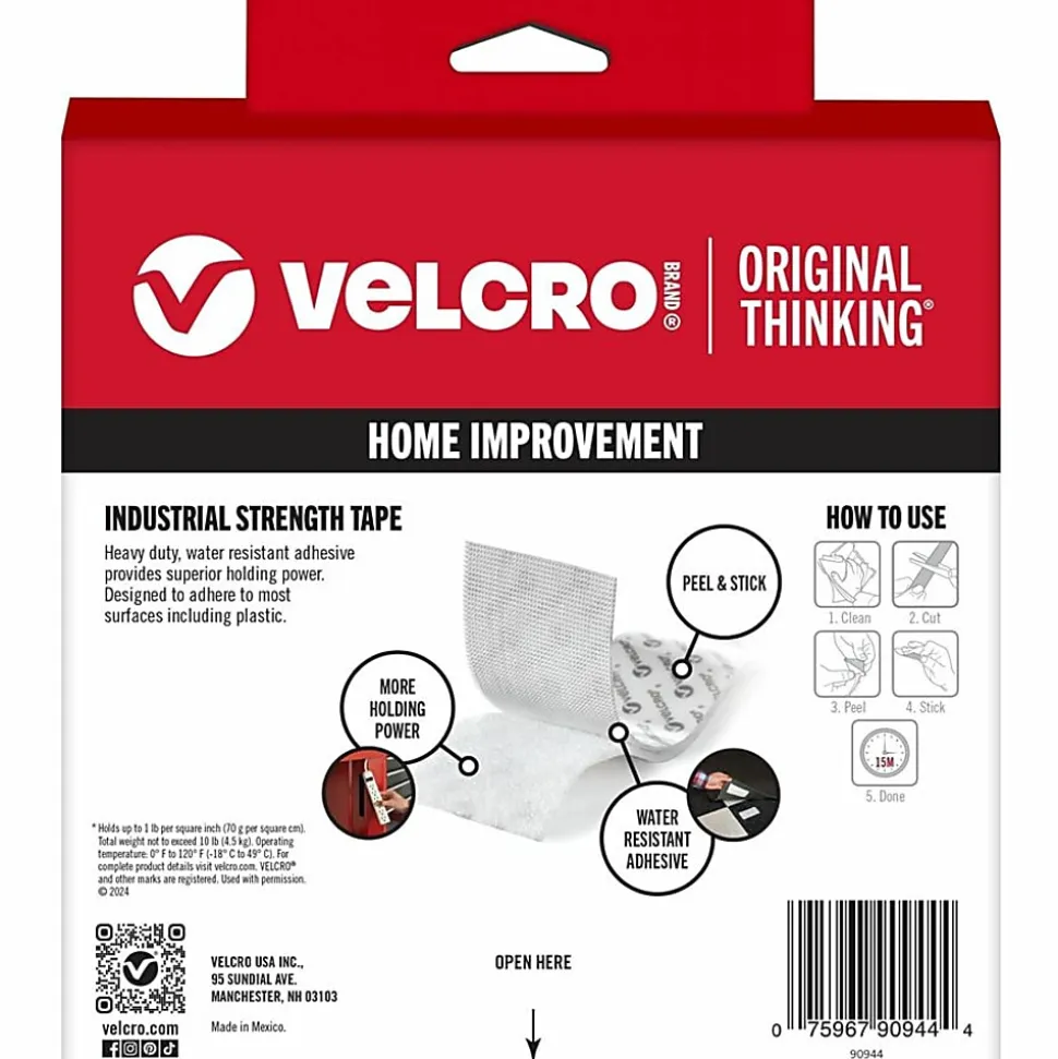 VELCRO® Brand Industrial Strength Tape, 10' x 2", White