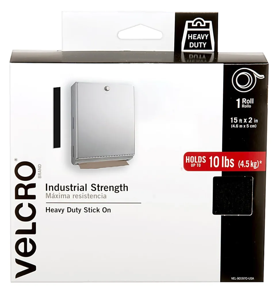 VELCRO® Brand Industrial Strength Velcro Self Stick Tape, 2" x 15', Black