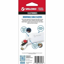 VELCRO® Brand Mountable Cable Sleeves, 8” x 4-3/4”, White, Pack Of 2 Sleeves, VEL-30796-USA