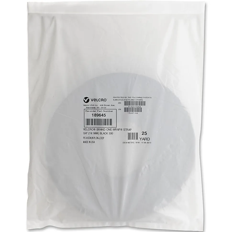 VELCRO® Brand One-Wrap Tie Bulk Roll, 0.75" x 75', Black