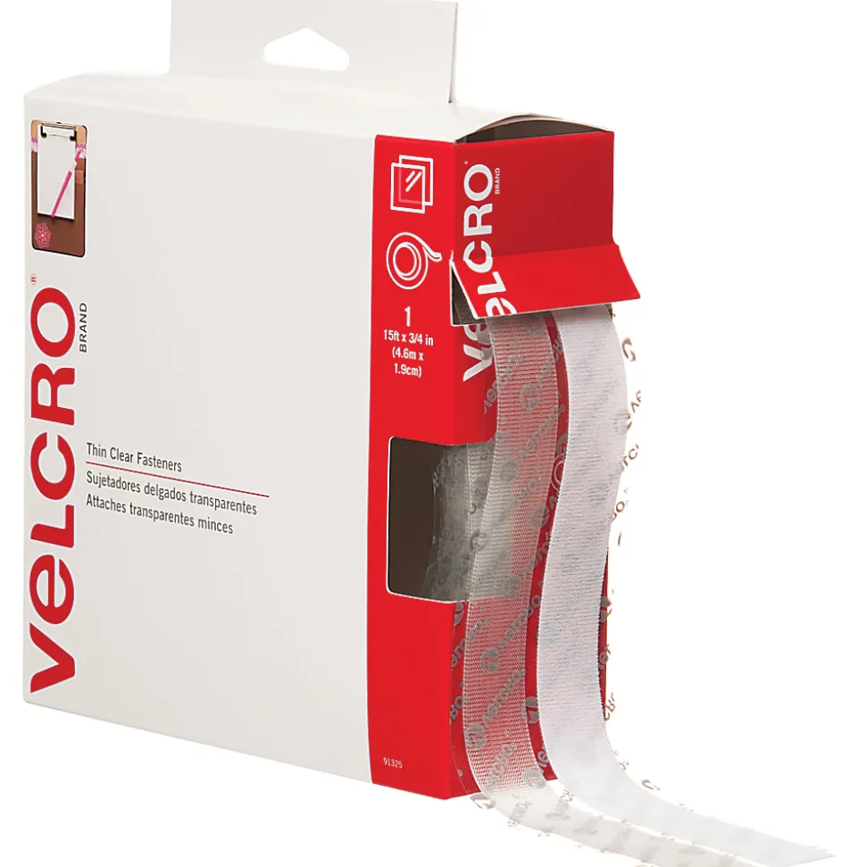 VELCRO® Brand Self Stick Tape Combo Pack, 3/4" x 15', Clear