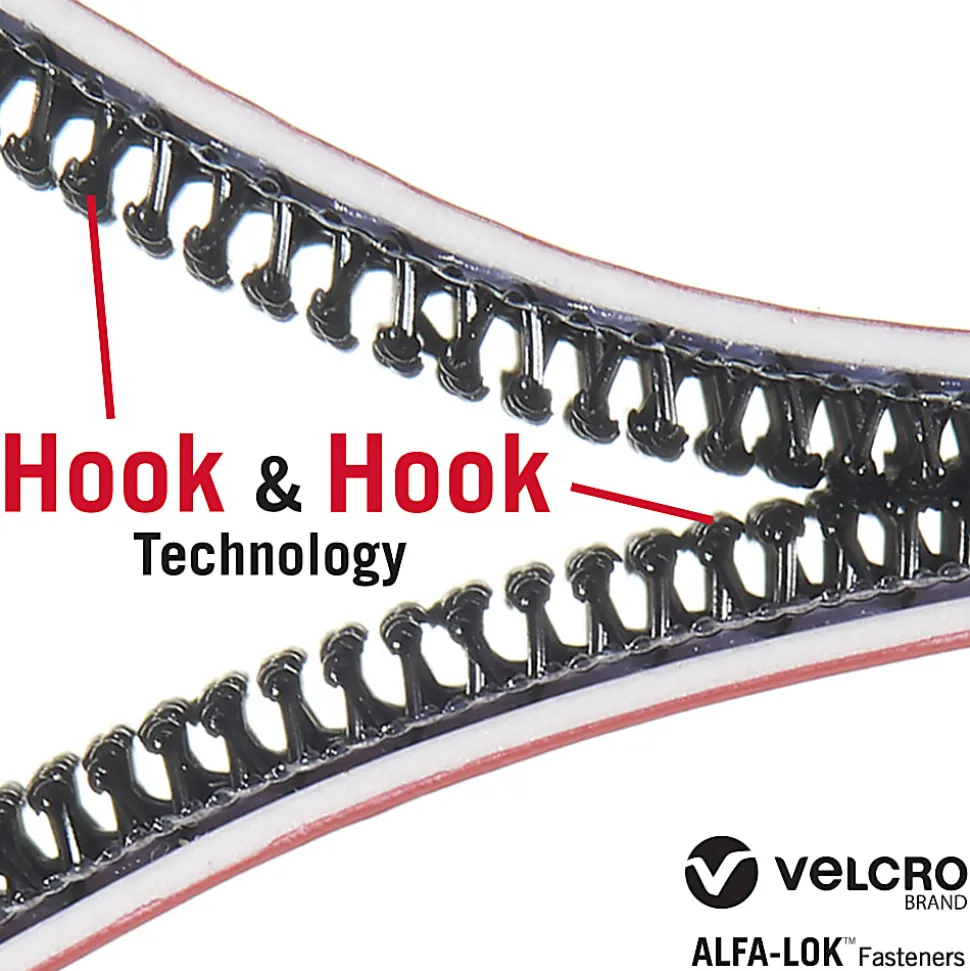 VELCRO® Brand Sticky Back ALFA-LOK® Outdoor Extreme Lock Fasteners, 3" x 1", Black, Total Qty 8