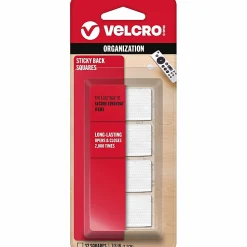 VELCRO® Brand Sticky Back Fastener Squares, 7/8" x 7/8", White, Pack Of 32