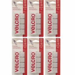 VELCRO® Brand STICKY BACK® Fasteners, Square, 0.88", White, 12 Fasteners Per Pack, Set Of 6 Packs