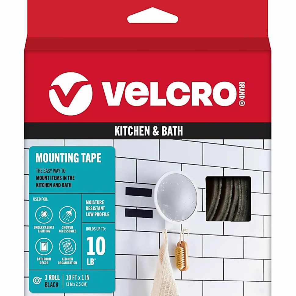VELCRO® Brand ULTRA-MATE® Self Stick Tape, 1" x 120", Black