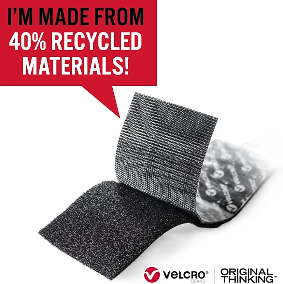 VELCRO® Eco Collection Adhesive Backed Tape - 8 ft Length x 1.88" Width - Black - 1 Each