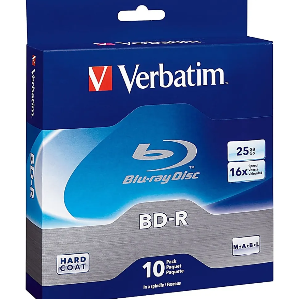 Verbatim® BD-R 25GB 16X Disc Spindle, Box Of 10