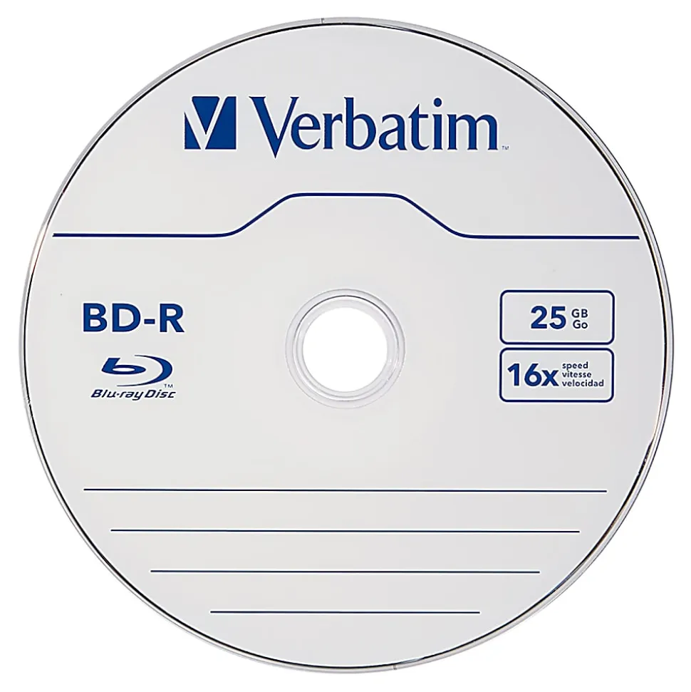 Verbatim® BD-R 25GB 16X Disc Spindle, Box Of 10