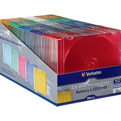 Verbatim CD and DVD Slim Jewel Cases Multi-Color 50 PK