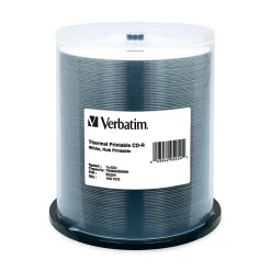 Verbatim CD-R 700MB 52X White Thermal Printable, Hub Printable - 100pk Spindle - 700MB - 100 Pack