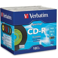 Verbatim CD-R 80min 52X with Digital Vinyl Surface - 10pk Slim Case - 700MB - 10 Pack
