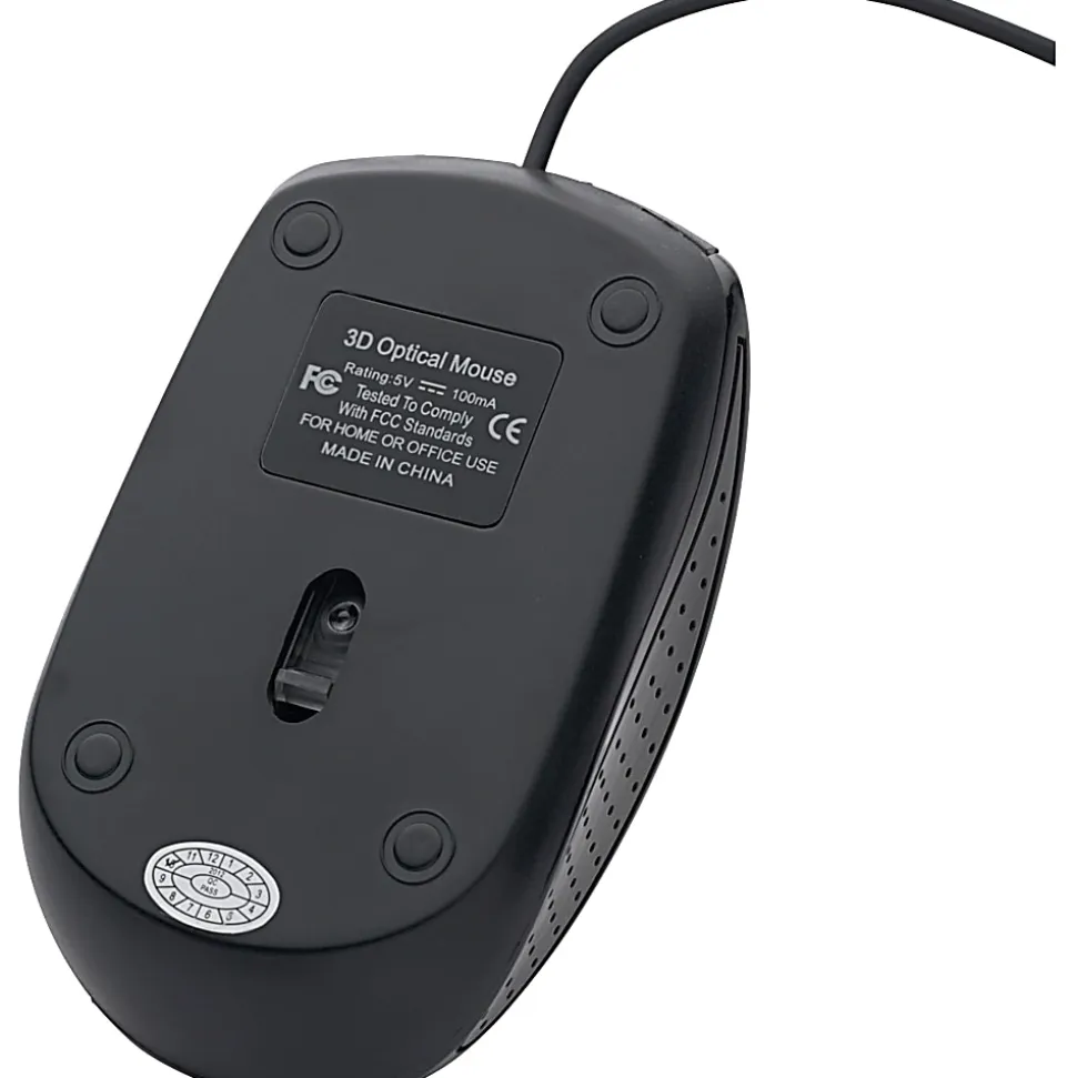 Verbatim Corded Optical Mouse - Black - Optical - Cable - Black - Scroll Wheel - 1 Each