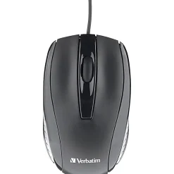 Verbatim Corded Optical Mouse - Black - Optical - Cable - Black - Scroll Wheel - 1 Each