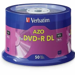 Verbatim® DVD+R DL Branded Surface Spindle, 8.5GB, Pack Of 50