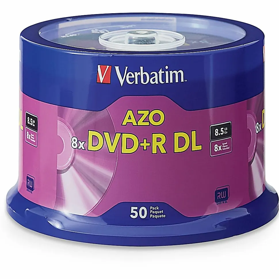 Verbatim® DVD+R DL Branded Surface Spindle, 8.5GB, Pack Of 50