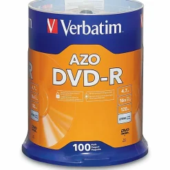 Verbatim® DVD-R Recordable Media Spindle, 4.7GB/120 Minutes, Pack Of 100