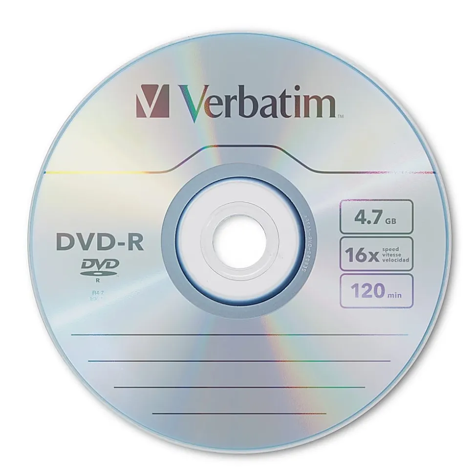Verbatim® DVD-R Recordable Media Spindle, 4.7GB/120 Minutes, Pack Of 100