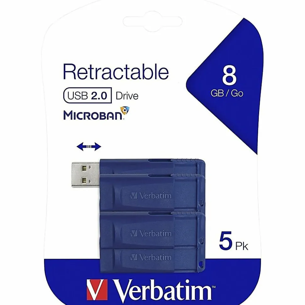 Verbatim 8GB USB Flash Drive, Pack of 5