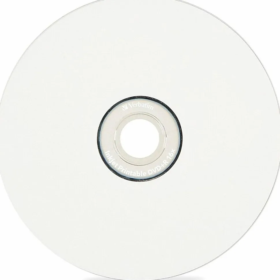 Verbatim® Inkjet Printable DVD-R Spindle, White, Pack Of 100