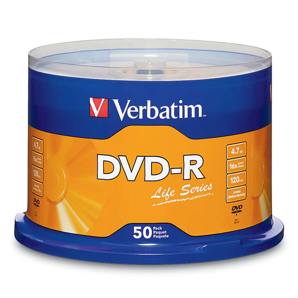 Verbatim® Life Series DVD-R Disc Spindle, Pack Of 50