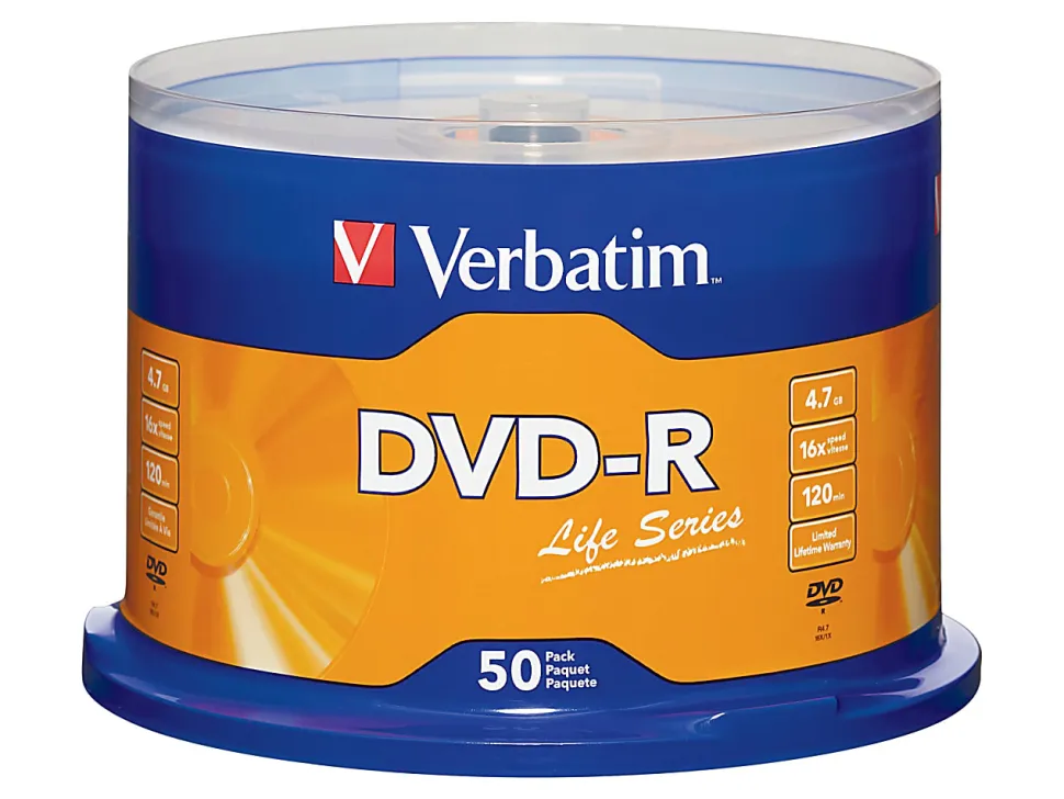 Verbatim® Life Series DVD-R Disc Spindle, Pack Of 50
