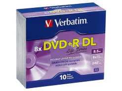 Verbatim® Life Series DVD+R DL Disc Slim Case, Pack Of 10