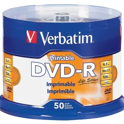 Verbatim® Life Series DVD-R Printable Disc Spindle, Pack Of 50