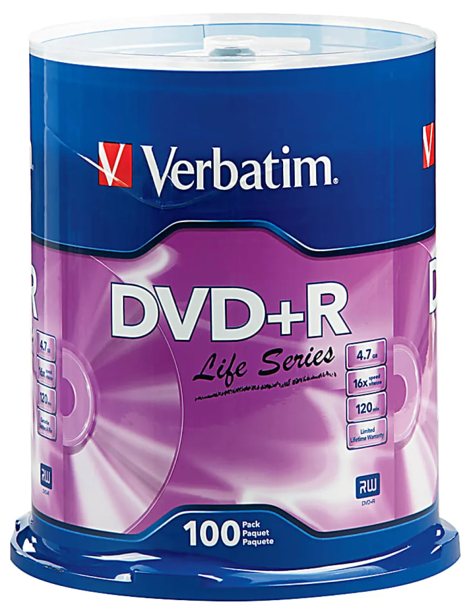Verbatim® Life Series DVD+R Spindle, Pack Of 100
