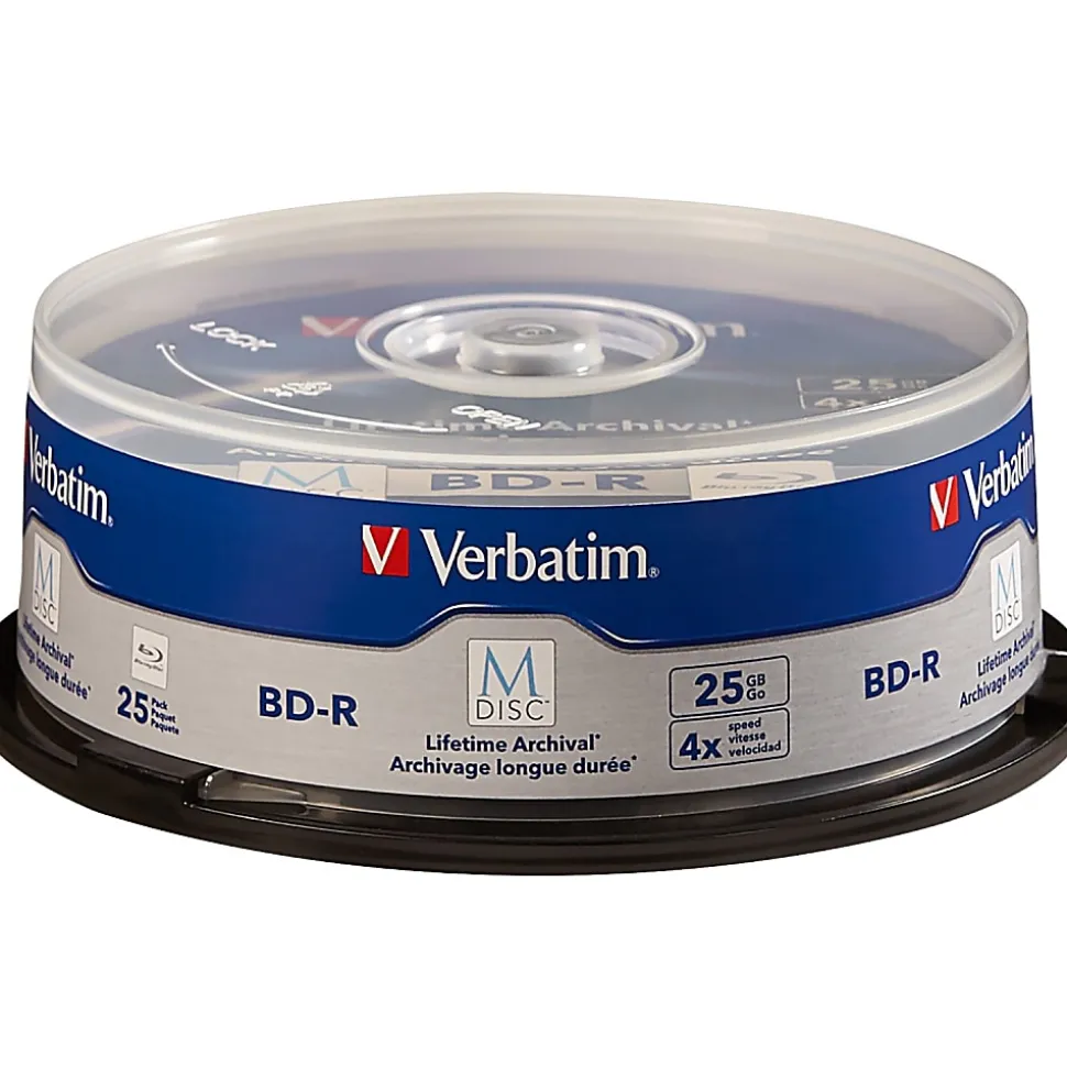 Verbatim M-Disc BD-R 25GB 4X with Branded Surface - 25pk Spindle - 120mm