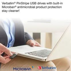 Verbatim® PinStripe USB Flash Drive, 8GB, Black