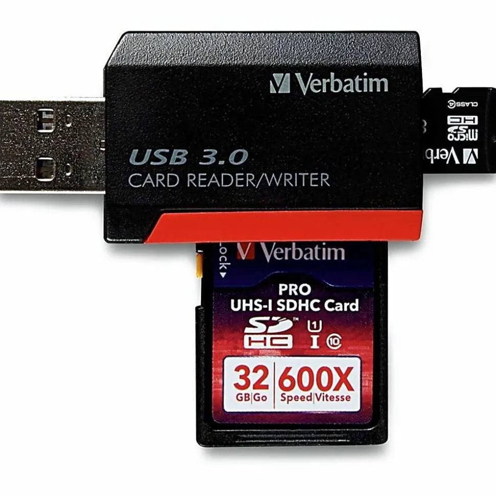 Verbatim Pocket Card Reader, USB 3.0 - Black - SD, microSD, SDXC, miniSD, miniSDHC, microSDHC, microSDXC, SDHC - USB 3.0 - External1