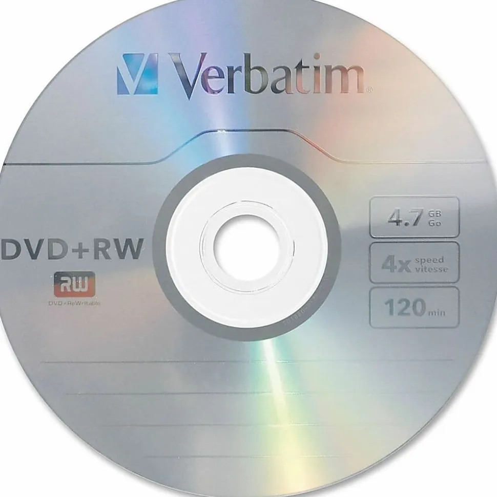 Verbatim® QZ2776 DVD+RW Disc Spindle, Silver, Pack Of 10