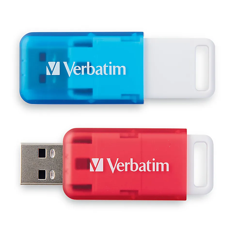 Verbatim® SeaGlass USB 2.0 Flash Drives, 64GB, Assorted Colors, Pack Of 2
