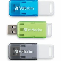 Verbatim® SeaGlass USB 2.0 Flash Drives, 32GB, Assorted Colors, Pack Of 3