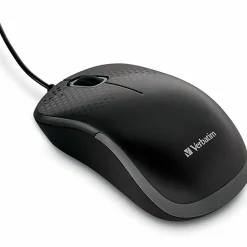 Verbatim Silent Corded Optical Mouse - Black - Optical - Cable - Black - USB Type A - Scroll Wheel - 3 Button(s) - 1 Each