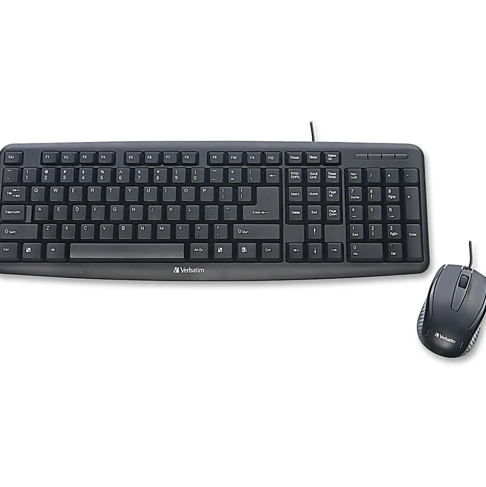 Verbatim® Slimline Corded USB Keyboard & Mouse Combo, Black
