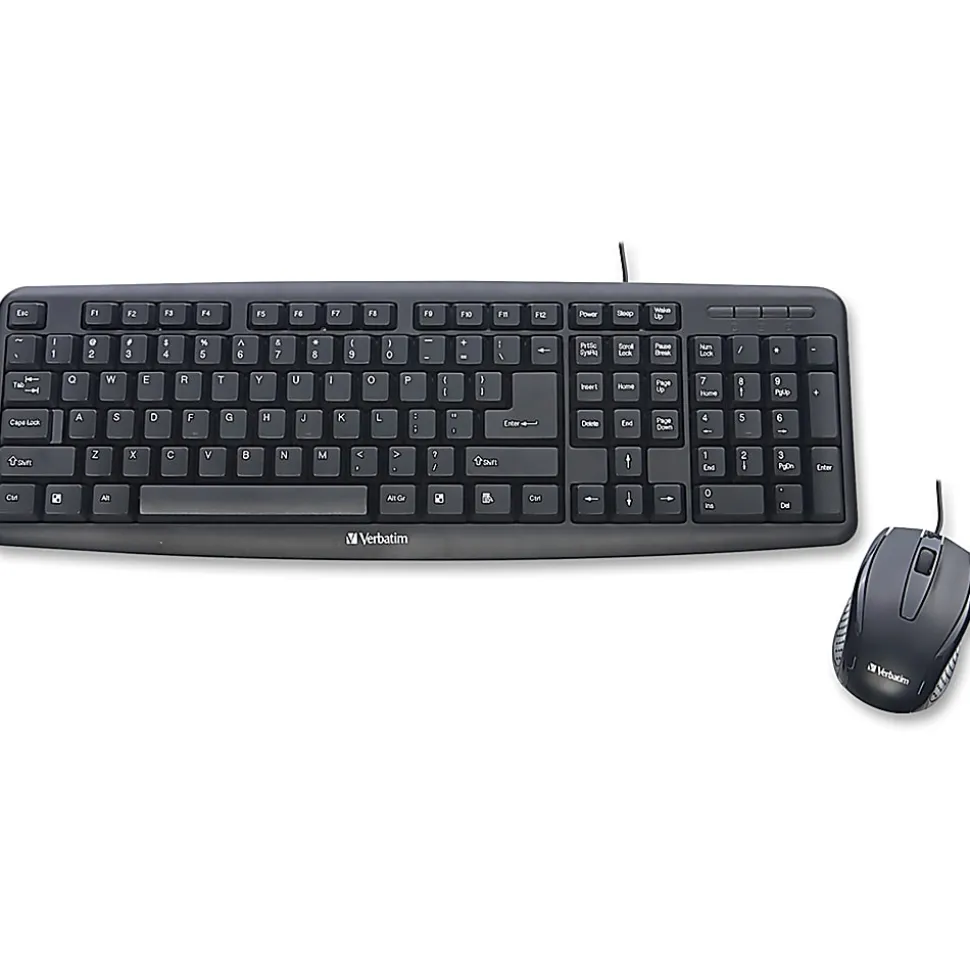 Verbatim® Slimline Corded USB Keyboard & Mouse Combo, Black