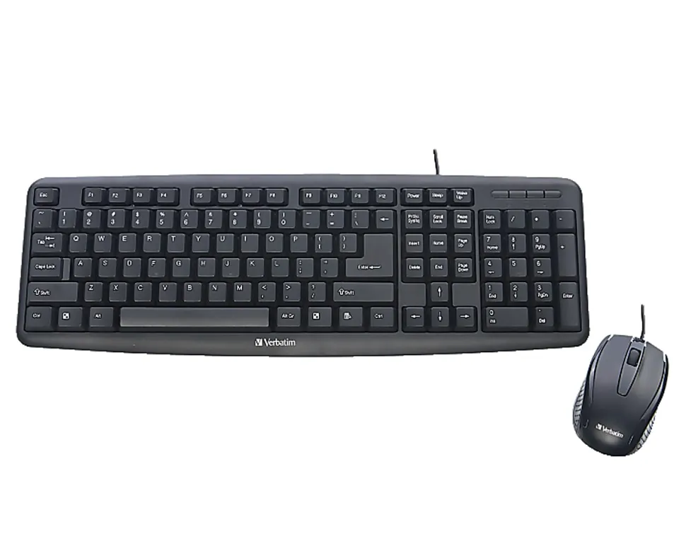 Verbatim® Slimline Corded USB Keyboard & Mouse Combo, Black
