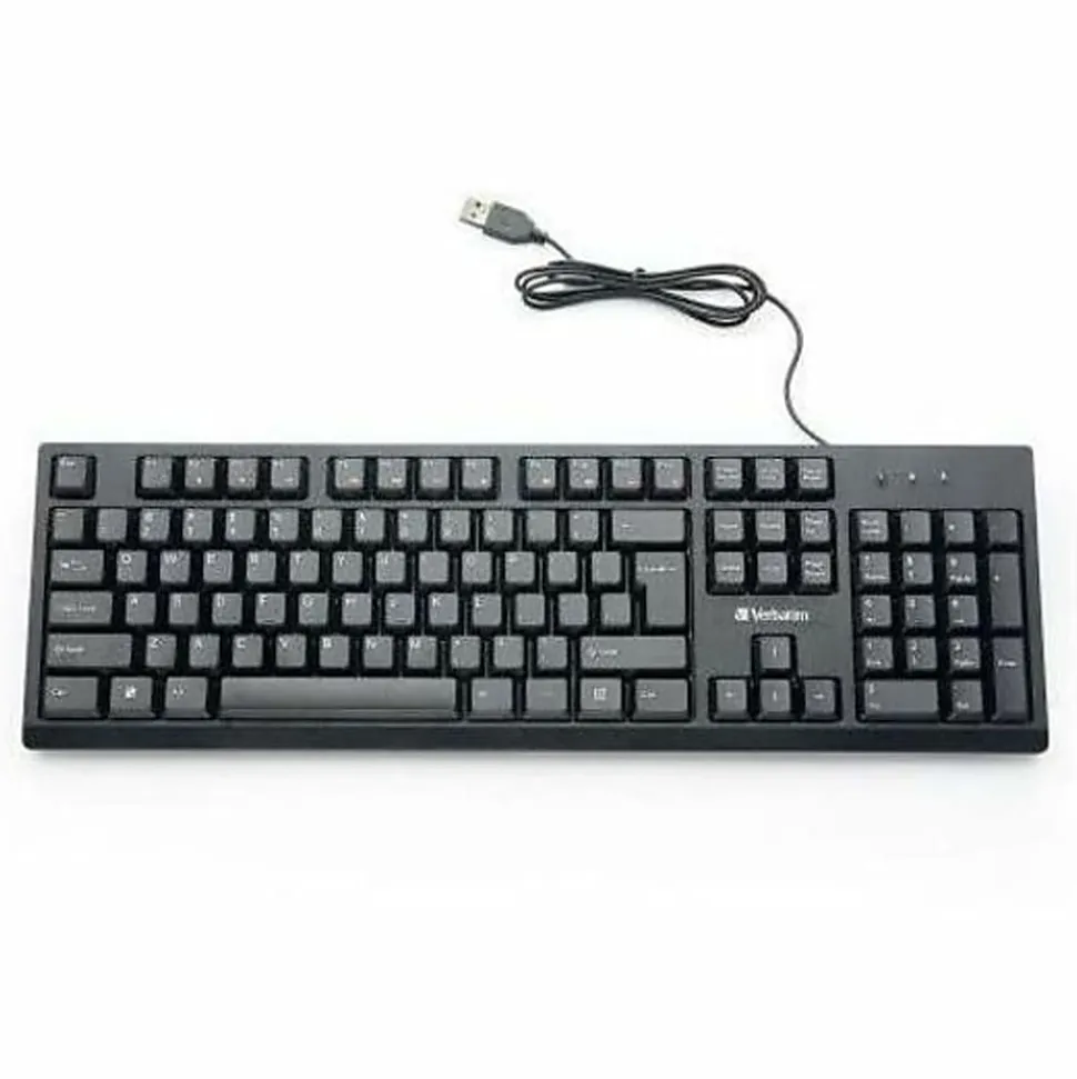 Verbatim Wired Keyboard and Mouse - USB Cable Keyboard - USB Mouse - 1000 dpi - Multimedia Hot Key(s) - 70734