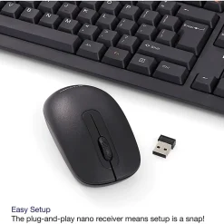 Verbatim Wireless Keyboard and Mouse - USB Type A Wireless Bluetooth 2.40 GHz Keyboard - USB Type A Wireless Mouse - 70724