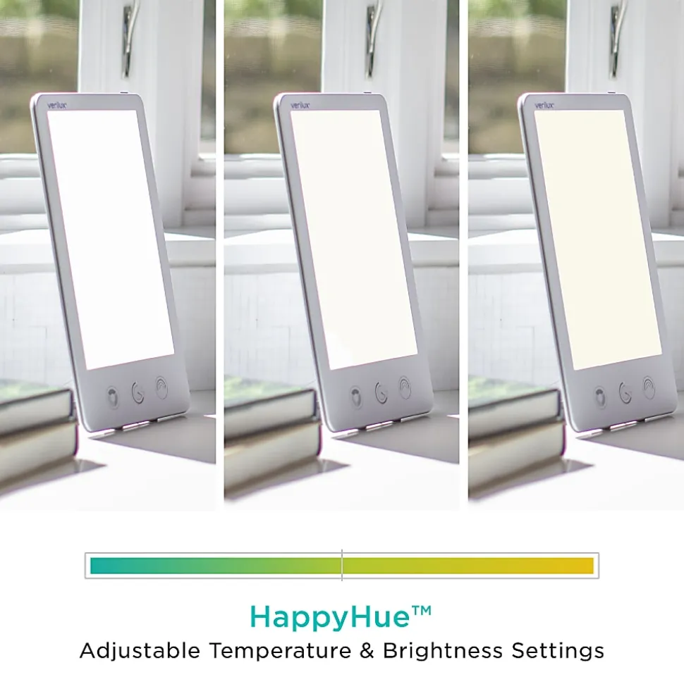 Verilux HappyLight VT43 Luxe LED UV-Free Light Therapy Lamp, 11-7/8"H x 7-1/4"W x 1-1/8"D, White