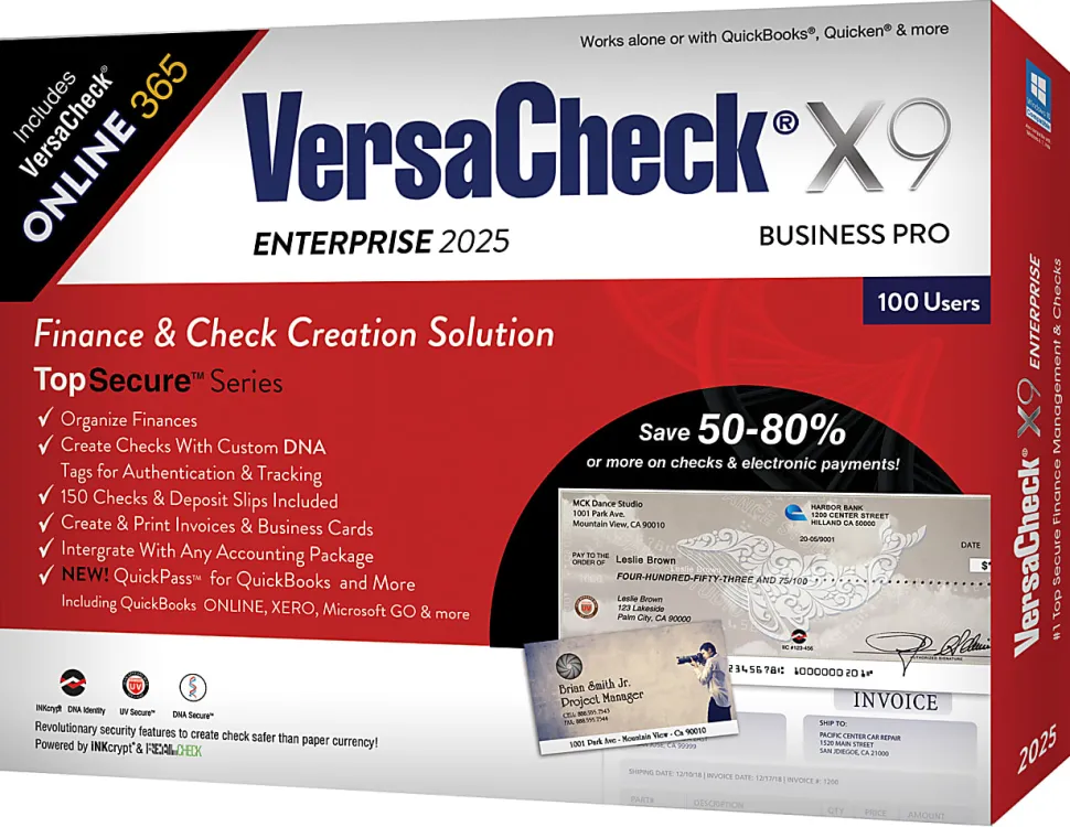 VersaCheck X9 Enterprise 2025 - 100 Users + VersaCheck ONLINE Pro 1 Year Subscription Bundle